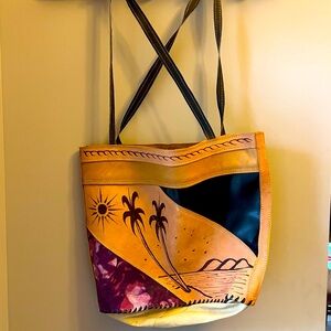 Leather Caribbean stamped purse